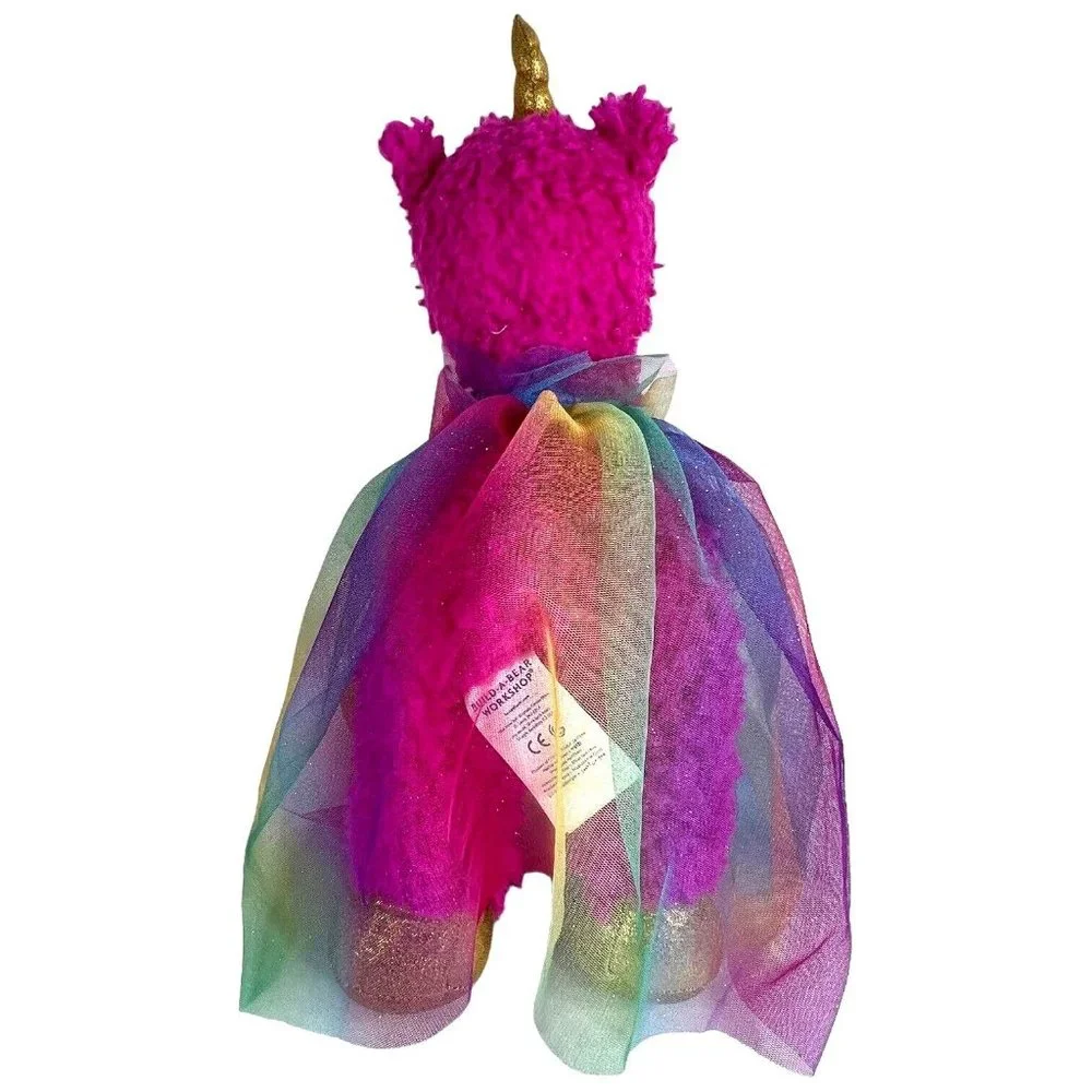 Build A Bear Pink Sparkle LlamaCorn‎ Plush Llama Unicorn Rainbow Net Outfit Toy
